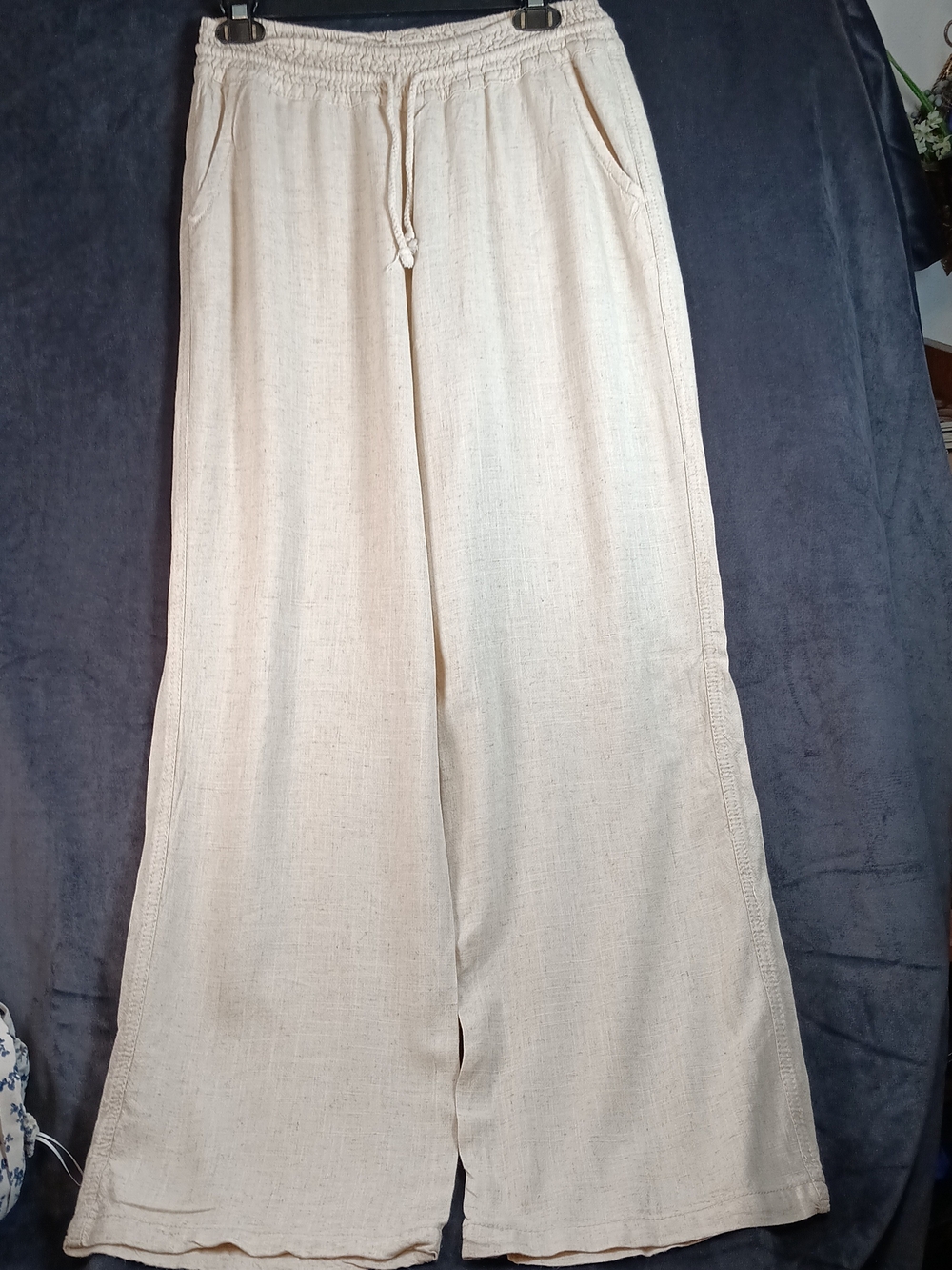 Angel Kiss Beige Casual Linen-Blend Pants